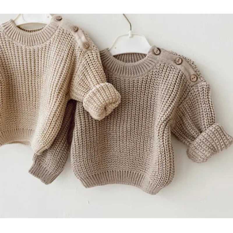 FOCUSNORM 3 Colors Autumn Winter Baby Boys and Girls Sweater 0-3Y Solid Shoulder Button Long Sleeve Zipper Autumn KnittedW240824