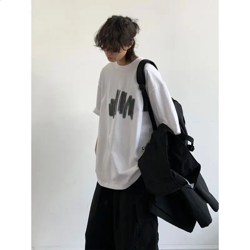 Summer casual mens High Street Printing Graffiti Trendy T-shirtQuick Drying Pockets Cargo Pants Suit Japanese Street 2 pieces 240827