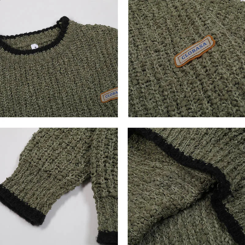 Harajuku Retro Color Conflict Knitted Thick Sweater Mens Winter Oversized Parachute Umbrella Gothic Grandpa Ugly Womens 240826
