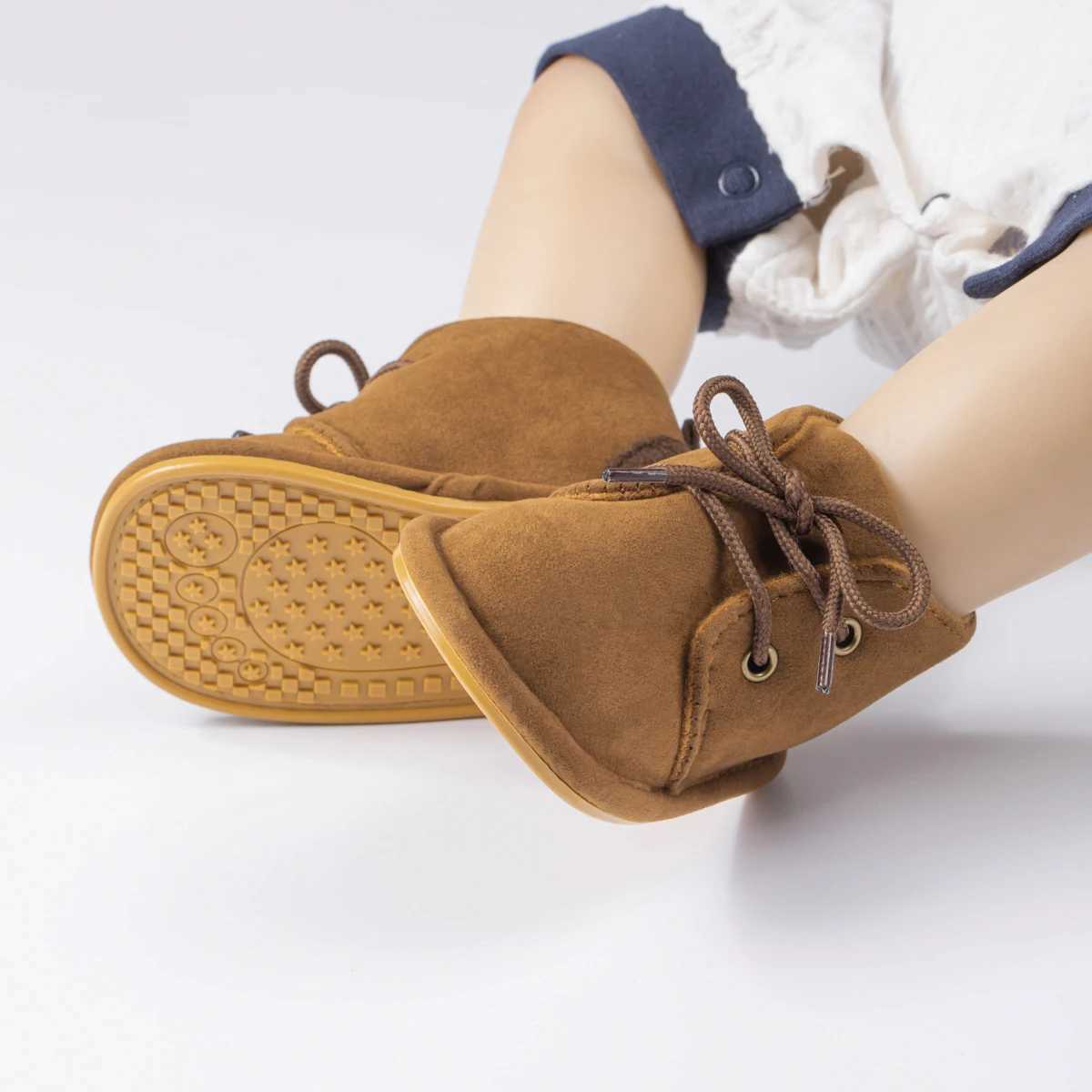 KIDSUN newborn baby snow boots winter warm wool stockings soft shoes rubber anti slip toddler first step walking board shoes M240827