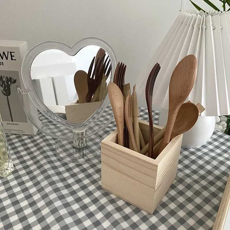 Korean Style Heart Shaped Cosmetic Mirror Acrylic Transparent Base Makeup Mirror Double Side Home Bedroom Desktop MirrorXJ241213