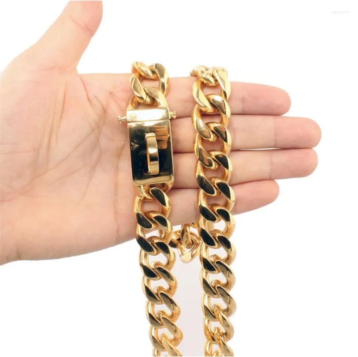 Dog Collars Stainless Steel Necklace Collar Pet Supplies Accessories Chain Medium Large Dogs Gold Solid Cuban