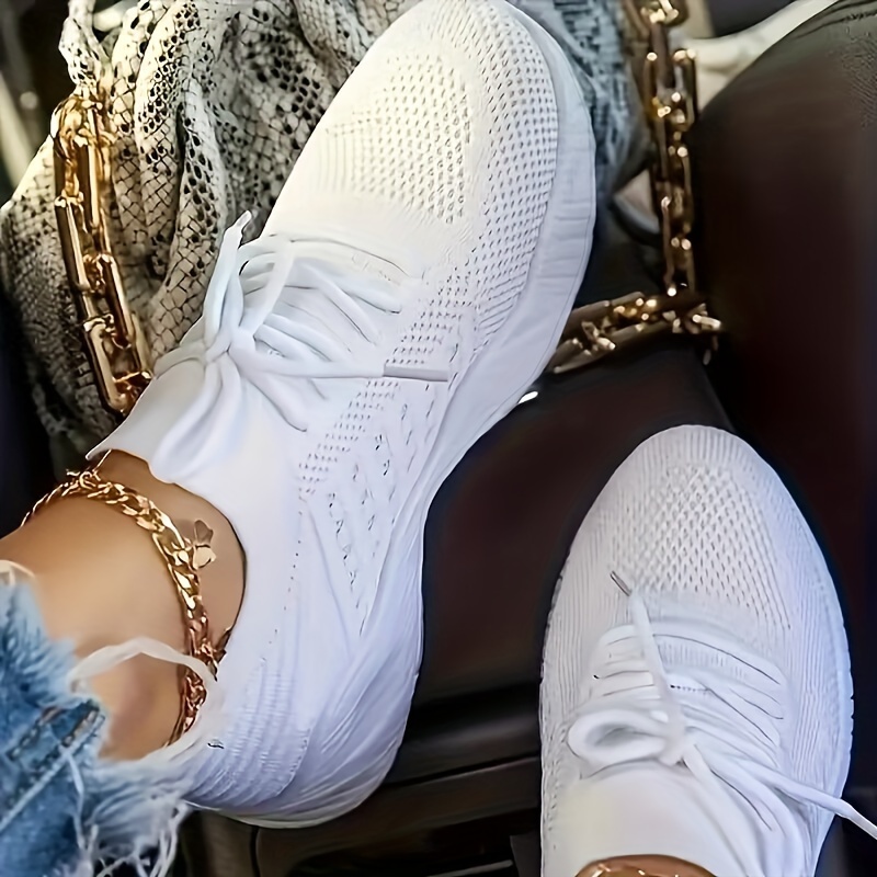 Ultra-Comfortable Womens Breathable Mesh Lace Up Sneakers - Lightweight, Ventilated, Cushioned Low Top Running Shoes for Outdoor Fitness and Casual Da