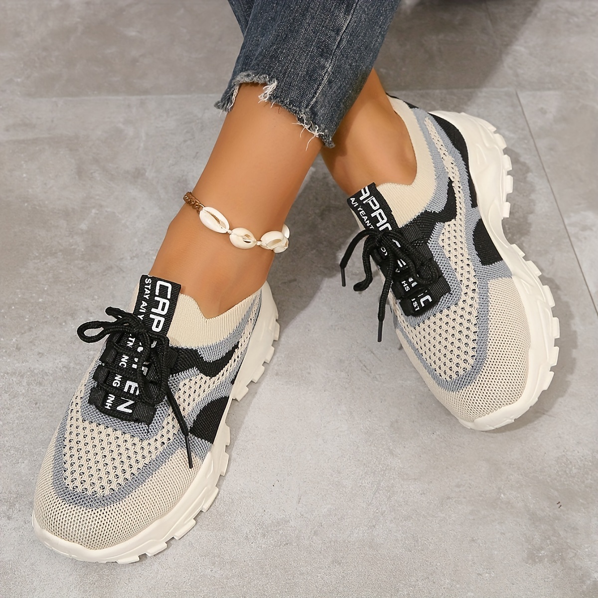 Comfortable Low-Top Breathable Mesh Platform Sneakers for Women - Lightweight, Casual, Lace-Up Design, Soft Insoles, Non-Slip Outsoles, Ideal for Outd