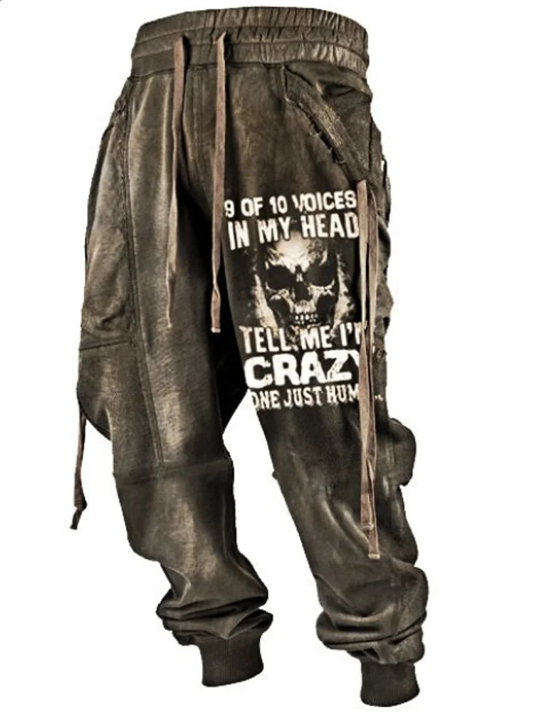 Y2k retro long pants mens drawstring hooded sweatshirt Harajuku 3D pattern printing casual hiphop autumn pocket Trouser 240827