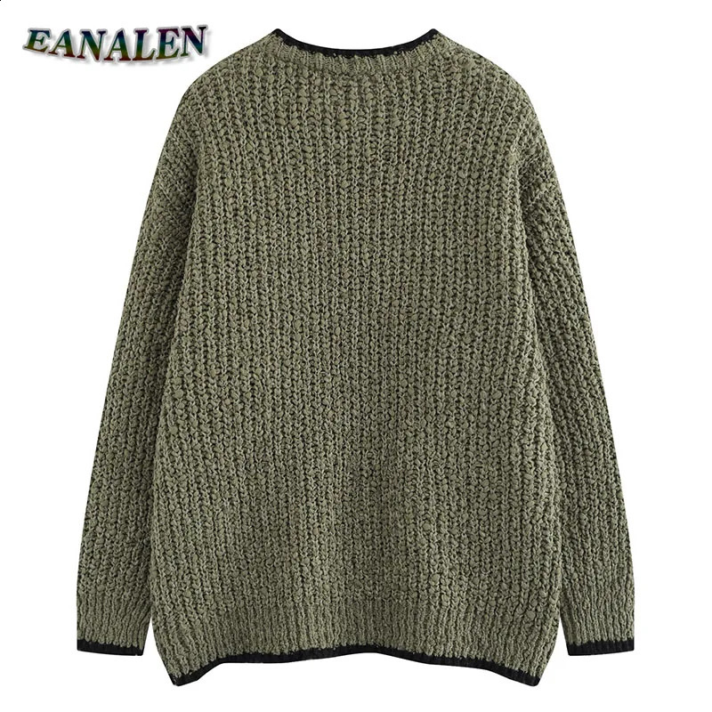 Harajuku Retro Color Conflict Knitted Thick Sweater Mens Winter Oversized Parachute Umbrella Gothic Grandpa Ugly Womens 240826