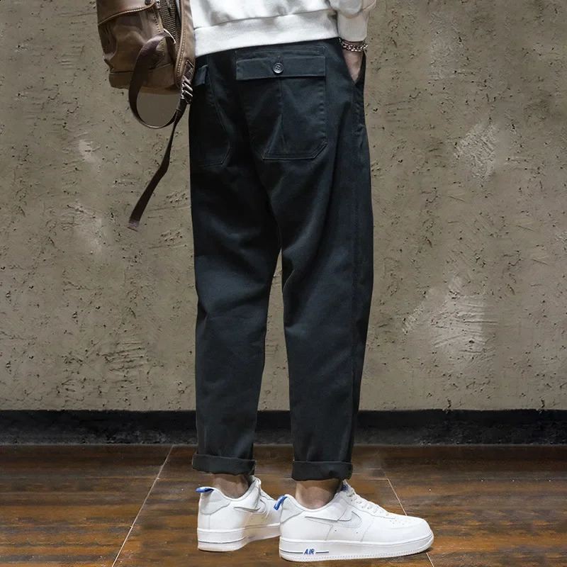 Fashionable American casual freight mens loose straight leg spring and summer pants w240827