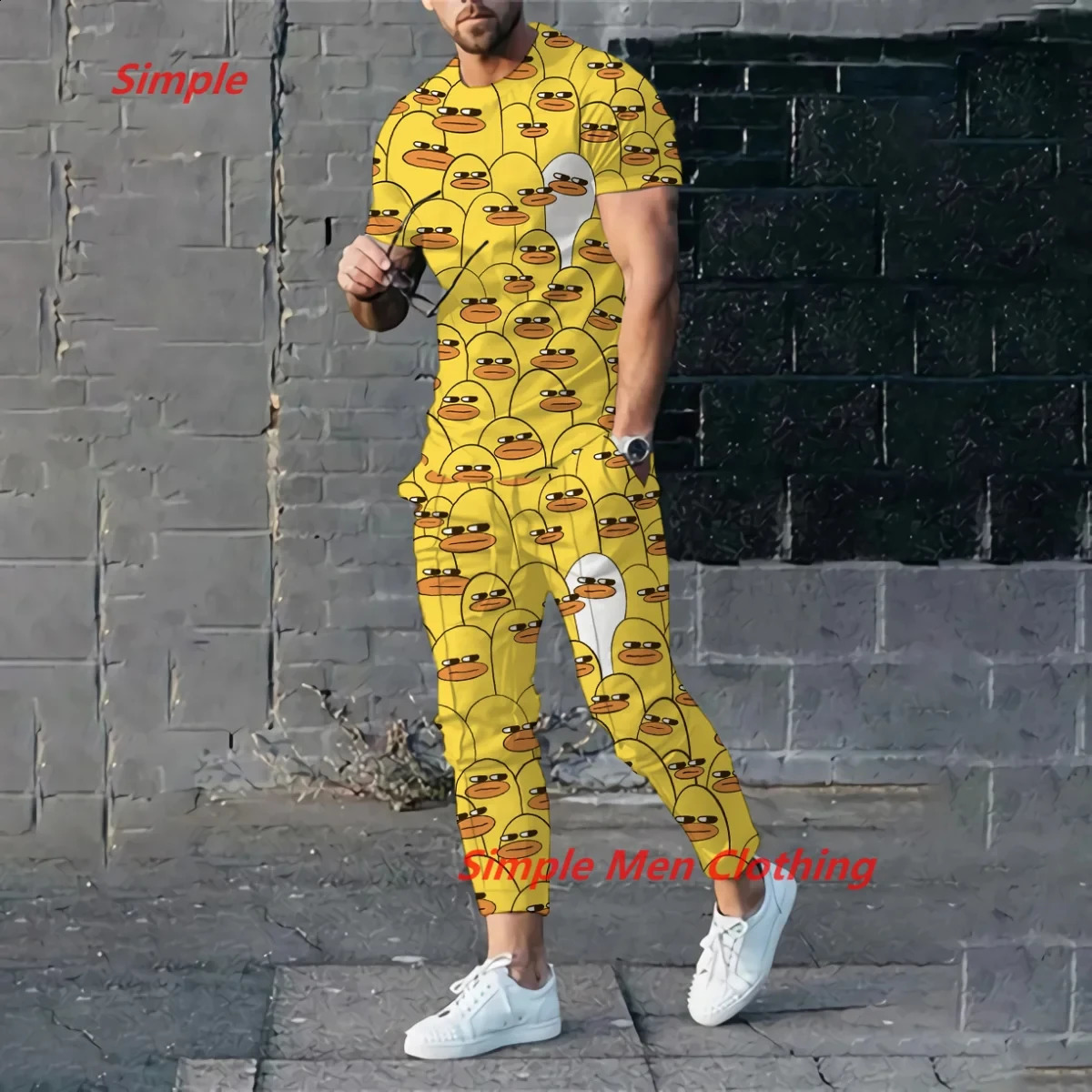 3D printed casual mens suit short sleeved T-shirtlong pants 2-piece set sportswear mens summer mens suit 240827