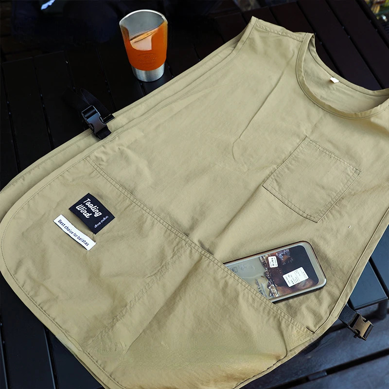 Splashproof Apron Women Men Korean Solid Color Nylon Pinafore Vest Style Sleeveless Apron Coffee Barber Pet Shop Working Suit 240827