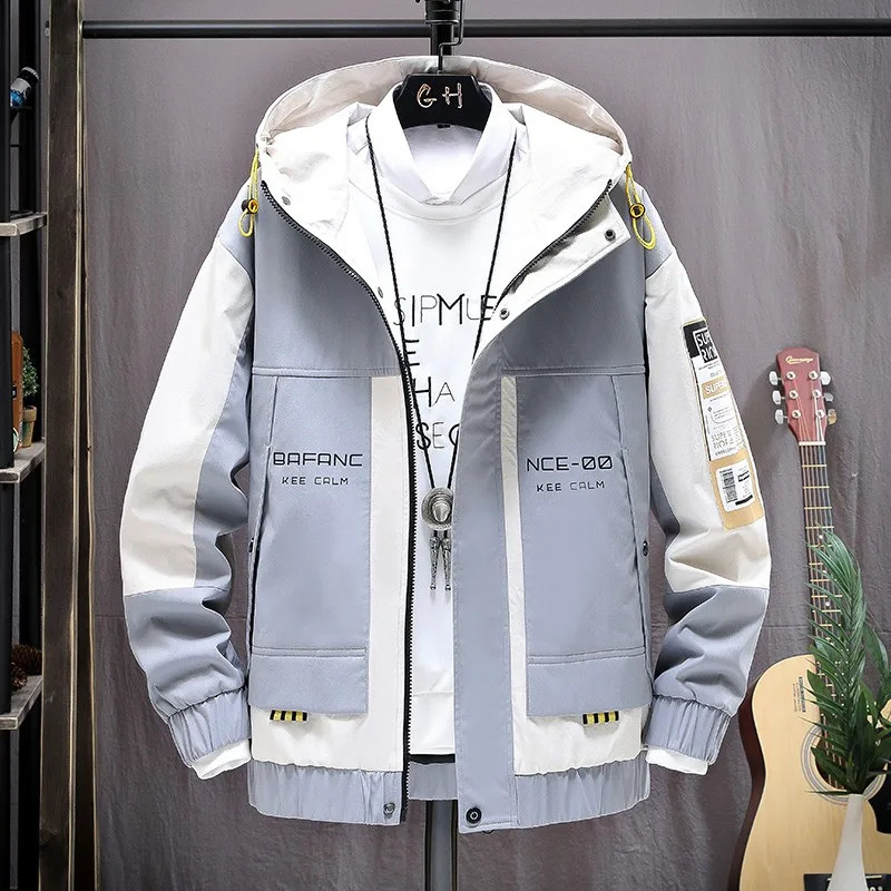 Quilting Functional Print Mens Jacket SpringAutumn Casual Zipper Work Fashion Sports 240827