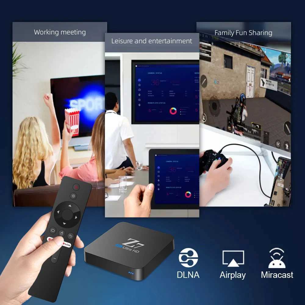 Smart Z7 Android TV Box 4K Ultra HD 2.4G Remote Control Dual WIFI Media Player Allwinner H313 2GB 8GBM240827