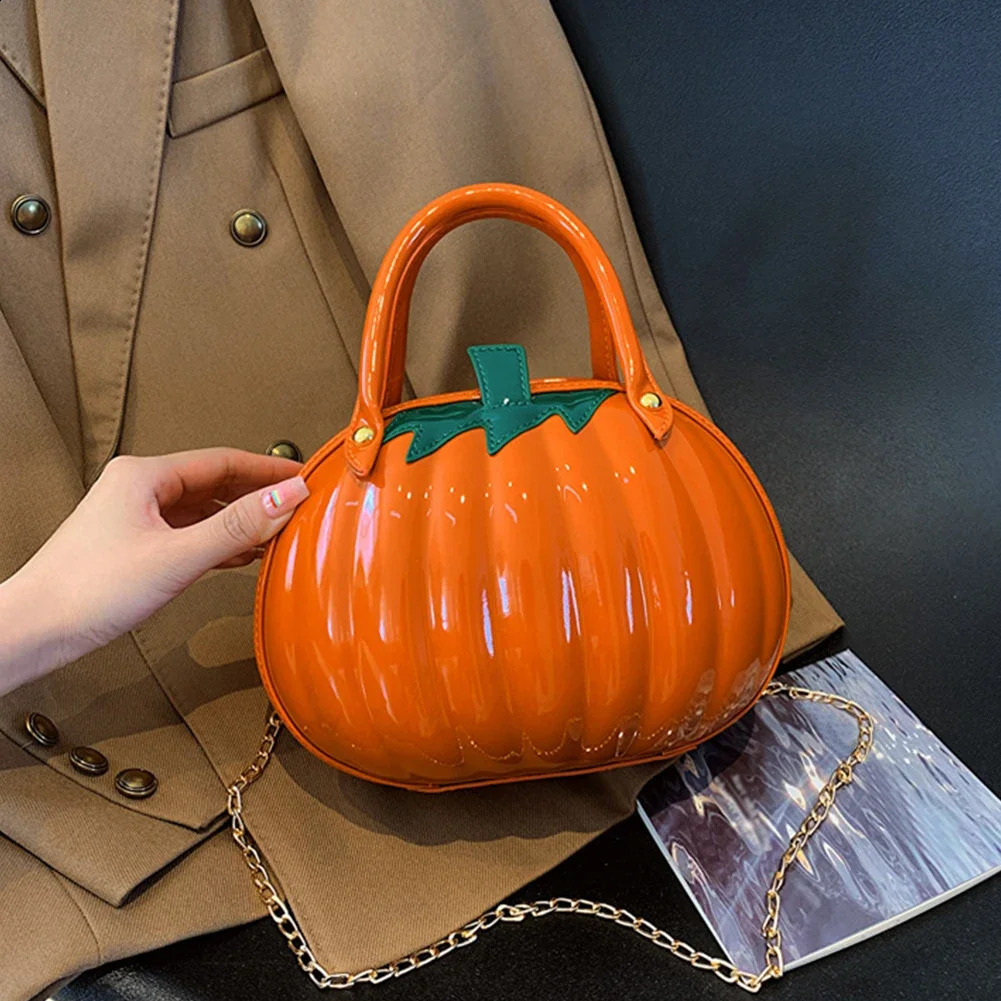 Womens pumpkin shaped handbag Versatile creative shoulder bag fashionable and adorable multifunctional waterproof Halloween 240827