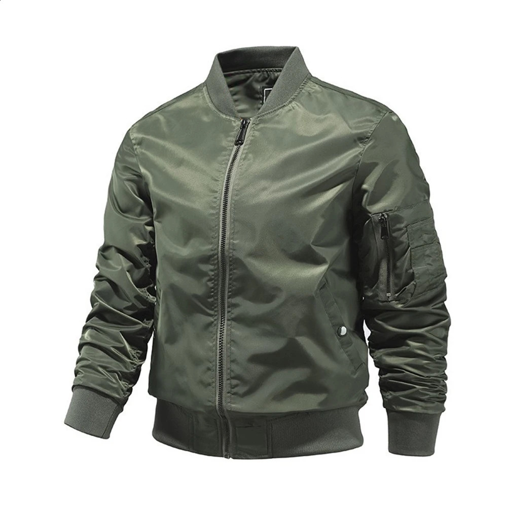 Solid color bomber jacket mens fashionable pilot baseball Spring and Autumn Ropa Hombre S5XL 240827
