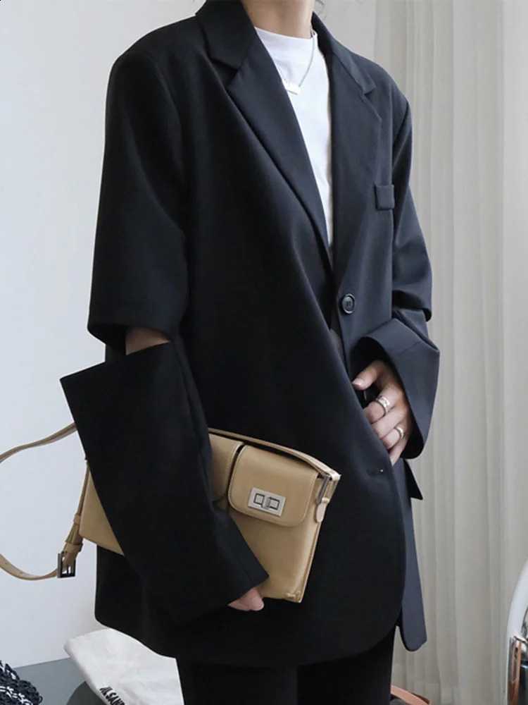 LANMREM Split Sleeve Blazers Women Single Breasted Casual Loose Fashion Female Jackets Spring er Clothes 240826