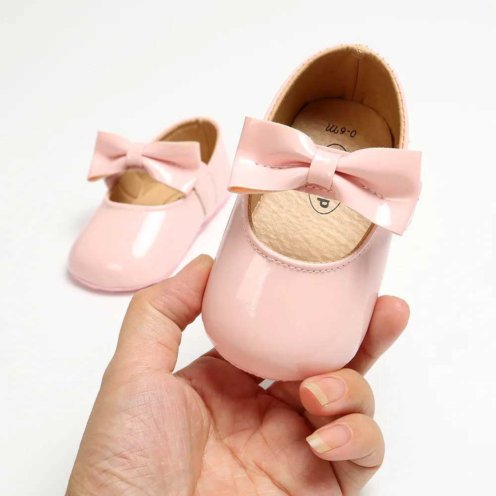Baby shoes baby shoes girls shoes PU anti slip bow classic princess dress first mover baby crib shoes Moccasins M240827