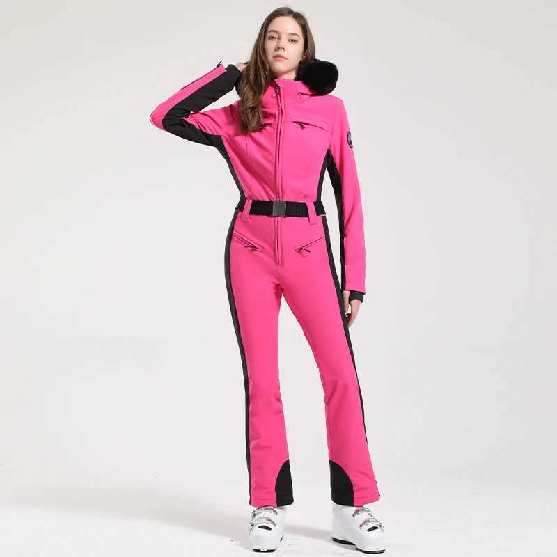 Skiing Suits One-piece Ski Suit Women Thickening Snowboard Female Overalls Winter Windproof Waterproof Breathable Clothing Skiing Suit H240826