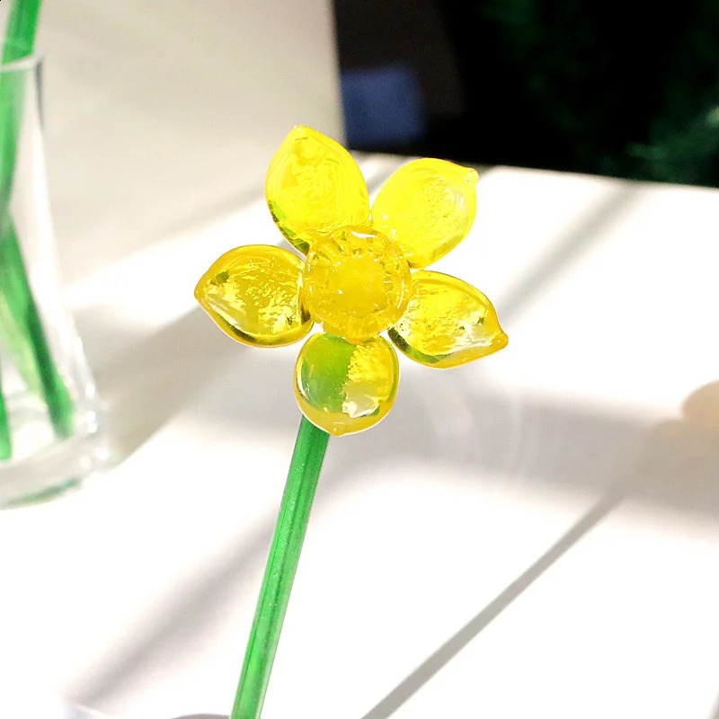 Beautiful Simulation Craft Murano Glass Flower Ornament Valentines Day Party Gifts Home Table Vase Decoration Charm Accessories 240827