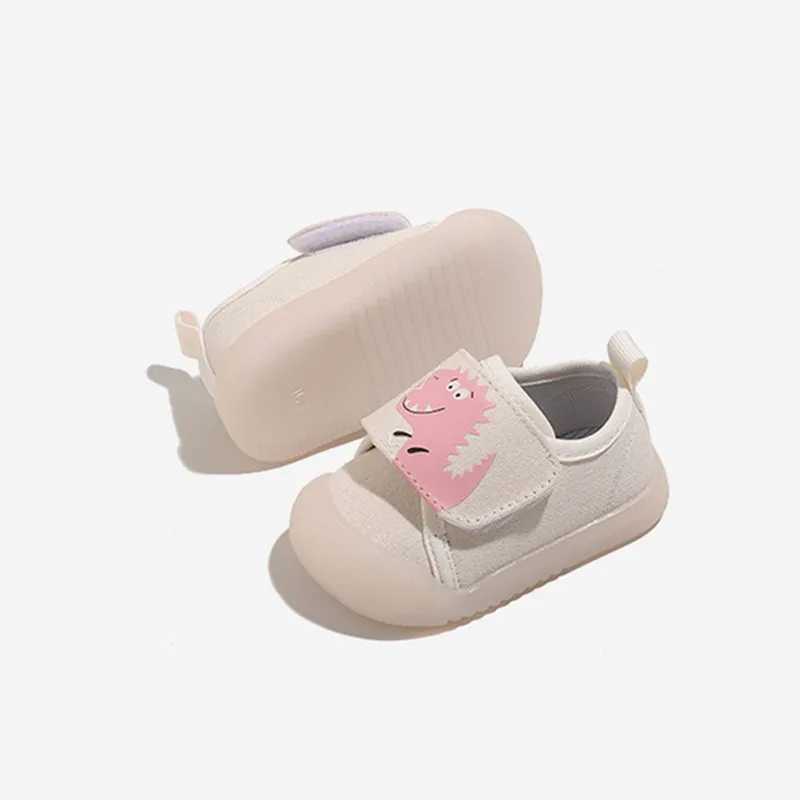 New Spring Baby Shoes Canvas Cute Dinosaur Preschool Girls Barefoot Shoes Anti slip Fashion Little Boys Sports Shoes EU 16-25 M240827