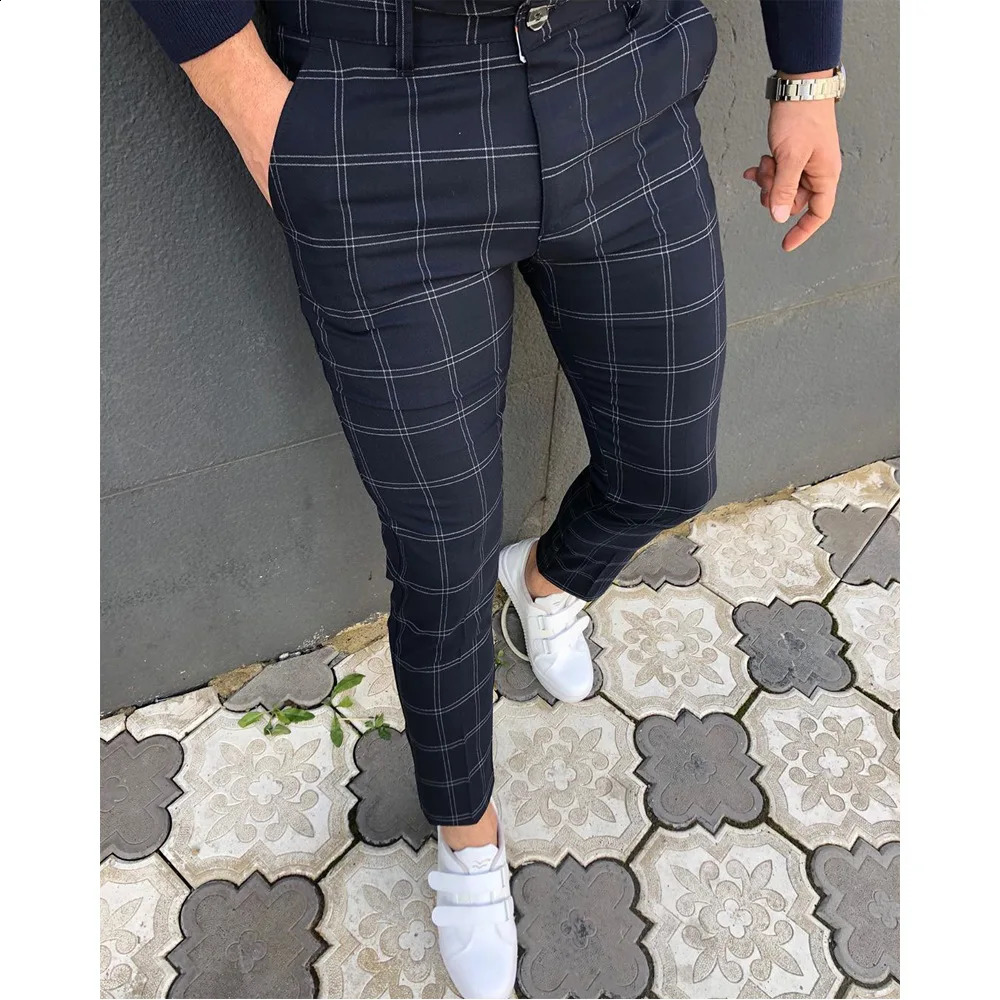Plaid Fashion Mens Pants Europe and the United States British Style Comfortable Casual Formal Pants Hundreds of Suit Trousers 240827