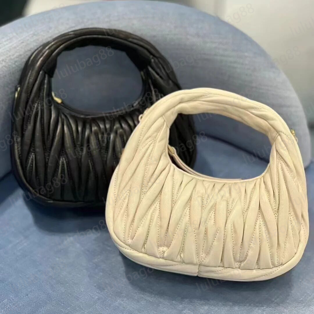 Women designer bag leather bowling wander handbag shoulder wrinkled lady cute hobo bags Crossbody Bag Pillow half moon brown pink white black red xb157