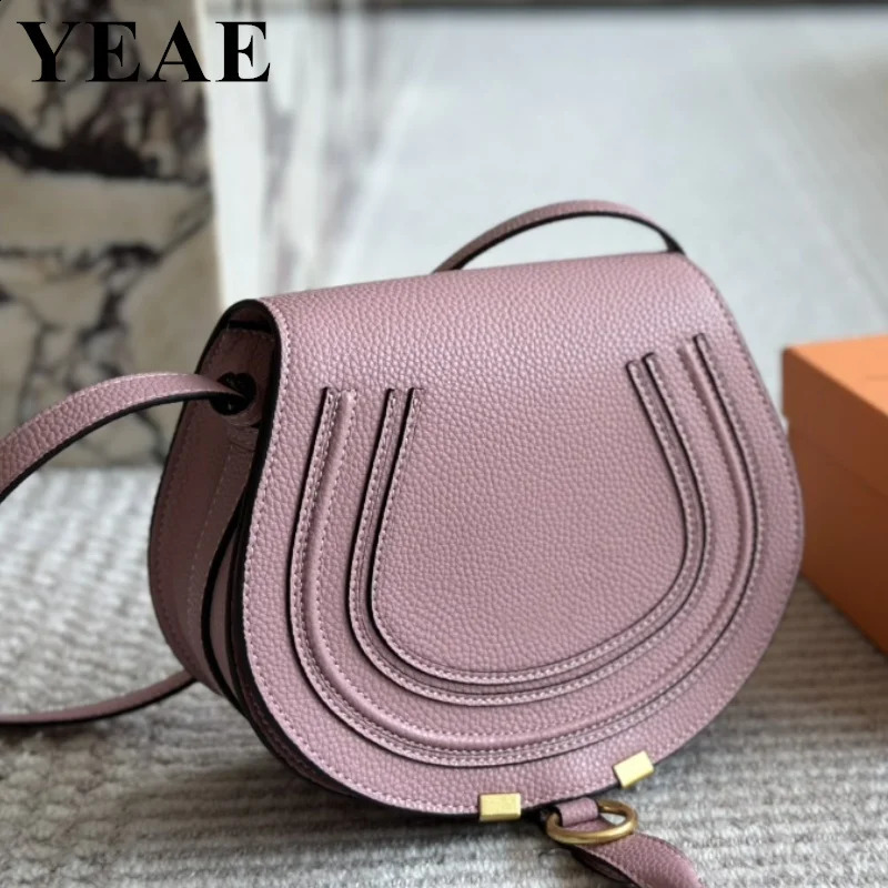 Fashion Genuine Leather Saddle Crossbody Bag Womens Armpit Shoulder Bags Vintage Underarm Handbags Ladies Purse 240827