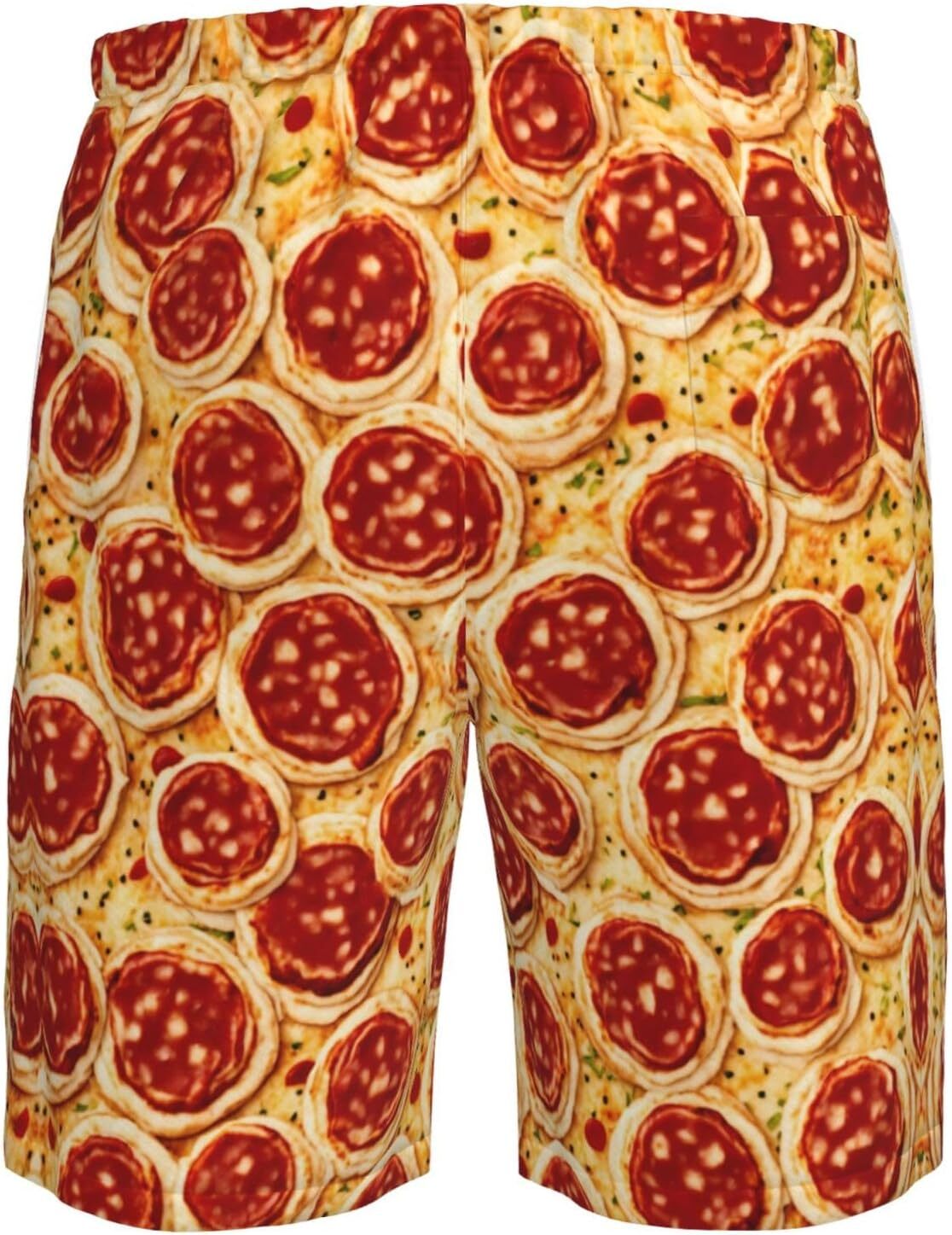 Beach Pants For Men 3D Pizza Pepperoni Print Mens Novelty Swimtrunks Quick Dry Lining Board Shorts XS-6XL