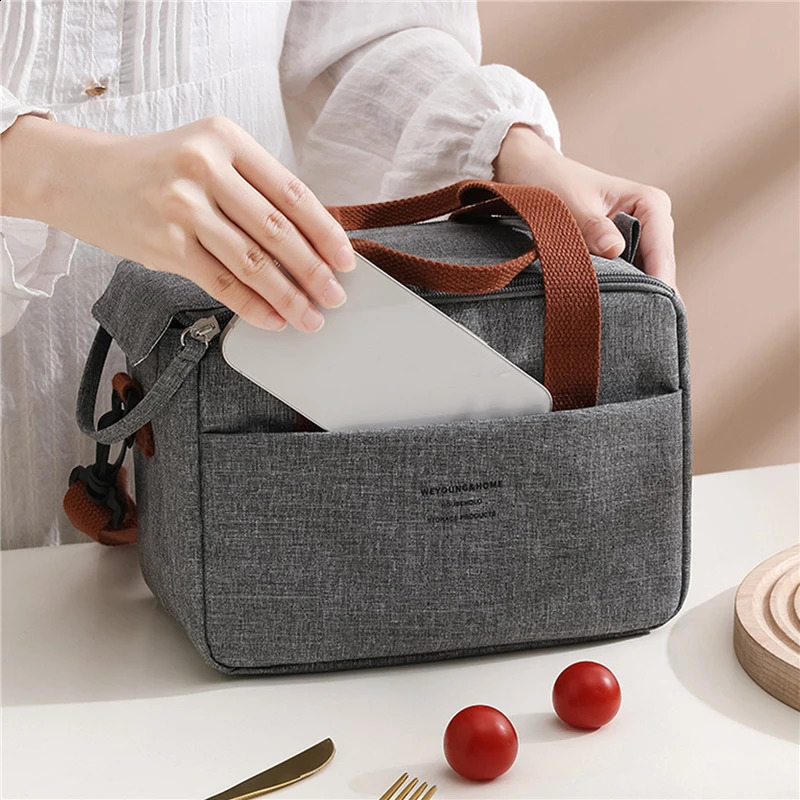 Portable lunch bag suitable for OL women thermal insulated box handbag cooler waterproof bento office food shoulder 240826