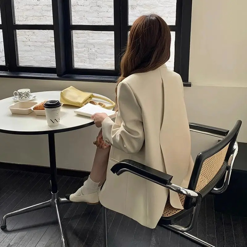 Fat MM Extra Large Size 150kg Lapel Collar Womens Suit Jacket Spring and Autumn Loose Korean Style Back Slit Casual Blazer 240826