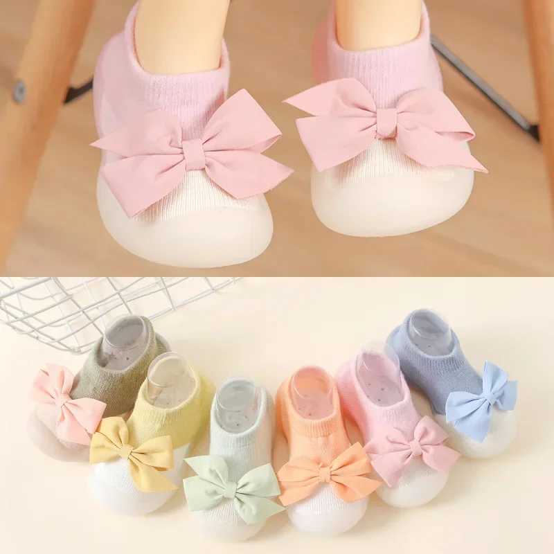 Spring and summer new bow childrens indoor shoes cute princess style baby socks baby walking shoes M240827
