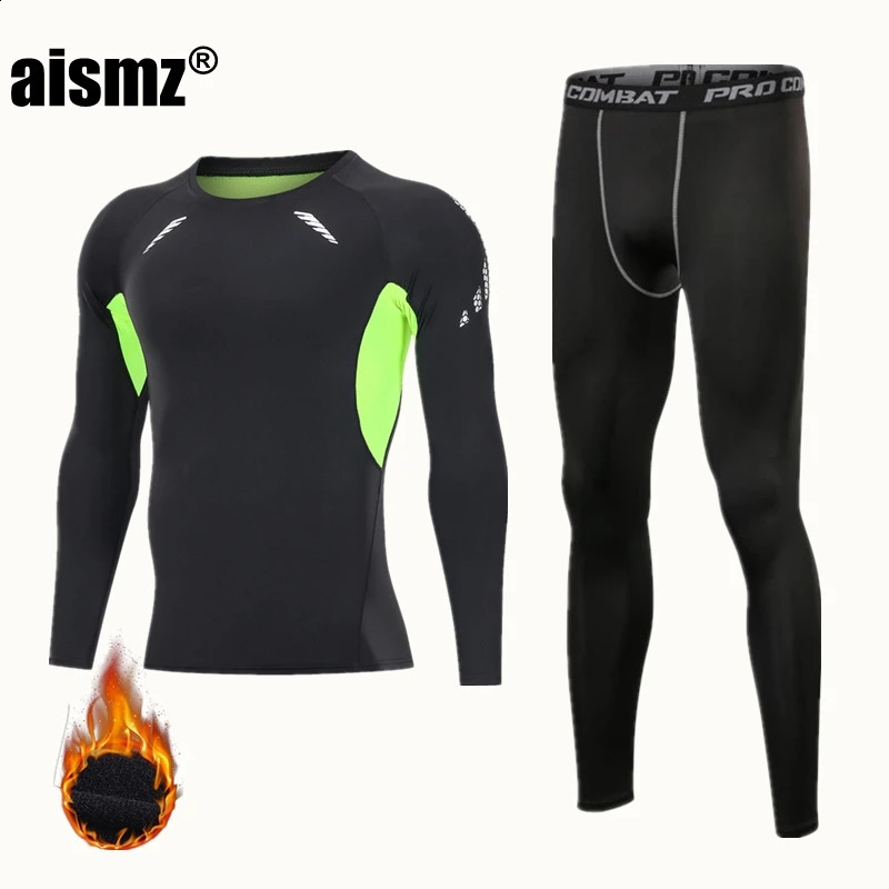 Winter Thermal Underwear Men Compression Fitness Fleece Man Sport First Layer Underwear Set Second Thermal Mens Skin Long Johns 240826