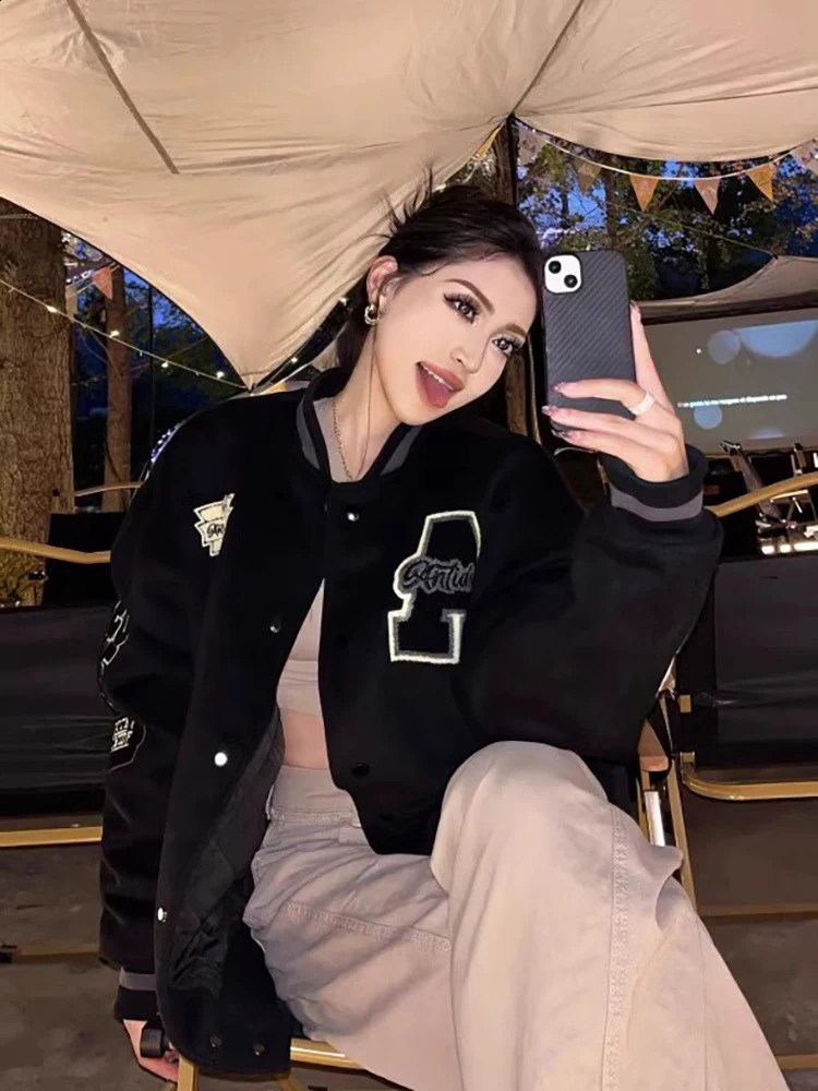 Embroidery Pattern Baseball Jacket Men Woman Hip Hop Loose Casual Bomber Jackets High Street Couple Varsity Coats Spring Autumn 240826