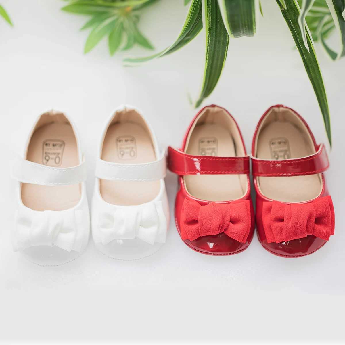 Baby Cute Bow Princess Shoes Solid Color Soft Bottom First Preschool Shoes 0-18 Months Newborns Baby Shoes Girls M240827