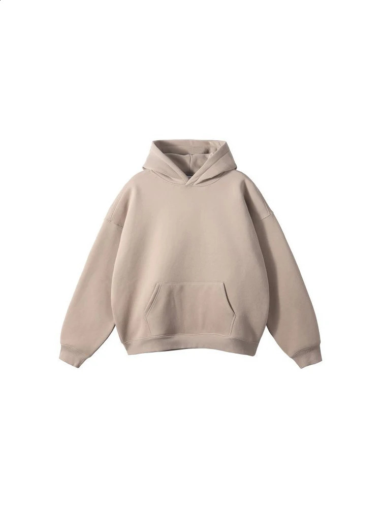 Solid Color 100% Cotton Hoodies Autumn Winter Baggy Sports Outwear Plush Oversized Hooded Sweater for Men and Womens 240826