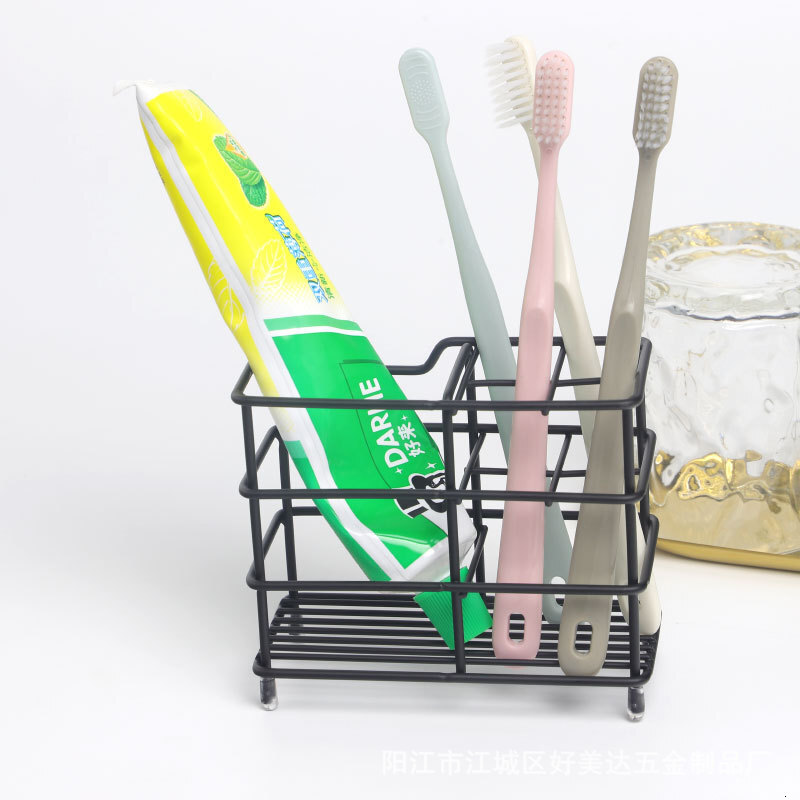 Creative stainless steel non perforated bathroom toothpaste holder electric toothbrush storage rack