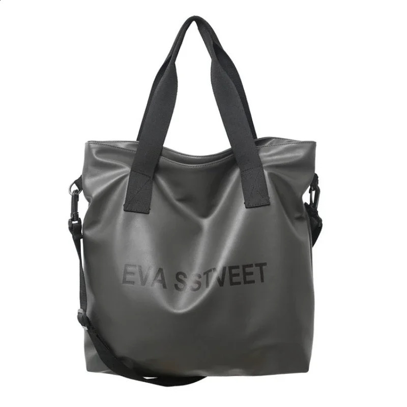 High Quality Large Capacity Tote Bag PU Leather Shopping Unisex Handbag Large Capacity Retro Light Mens Shoulder Bag 240827