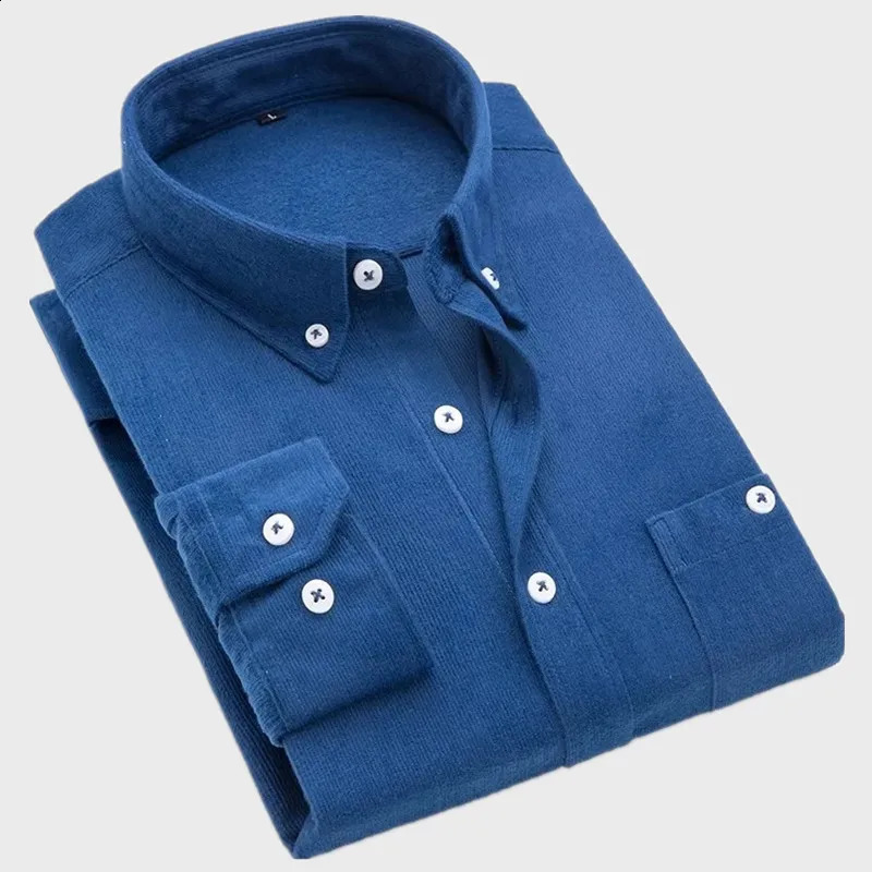 2024 Spring Business and Leisure Mens Corduroy Long Sleeve Mens Shirt High Quality Blue and Red Office Shirt 240827