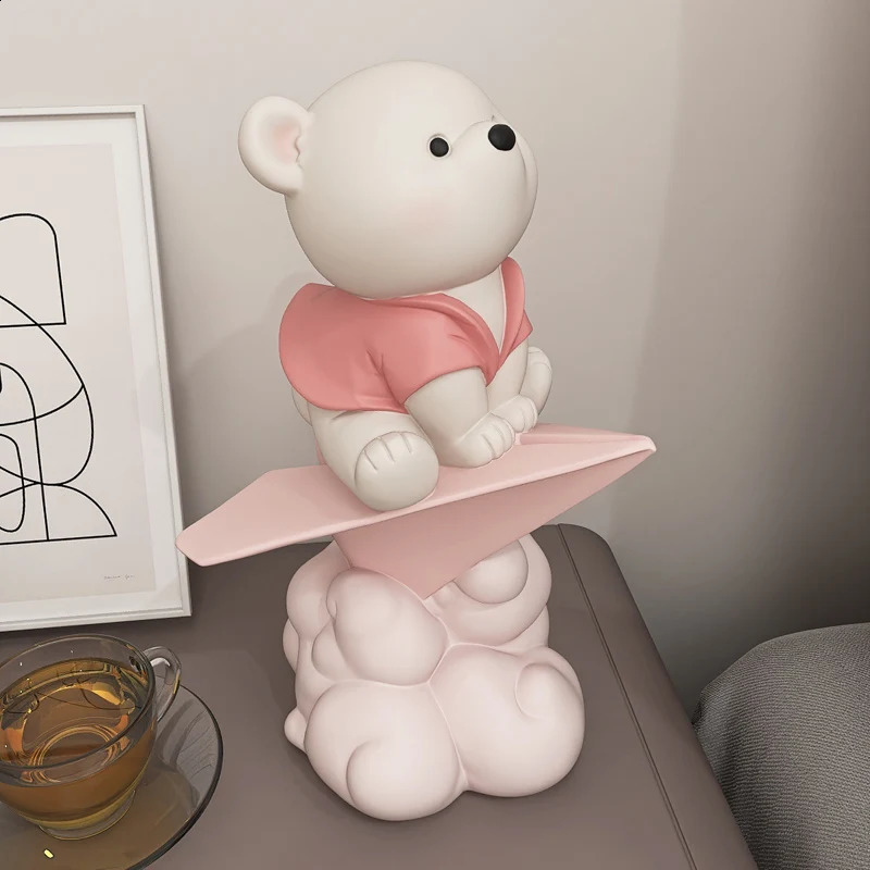 Creative Paper Plane Bear Figures Cute Cartoon Resin Sculptures Gift For Friend Kids Birthday Present Home Decoration Statuettes 240827 - view 4