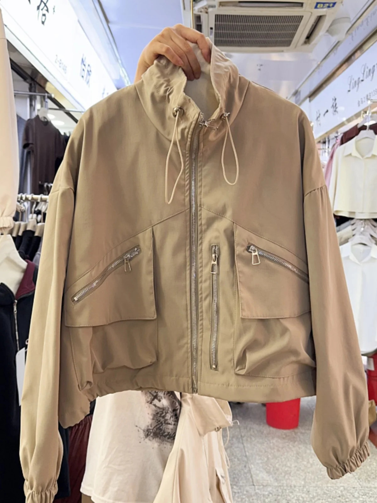 KUSAHIKI Autumn Korean Drawstring Casual Versatile Safari Style Short Baseball Jacket Coat for Women 240827