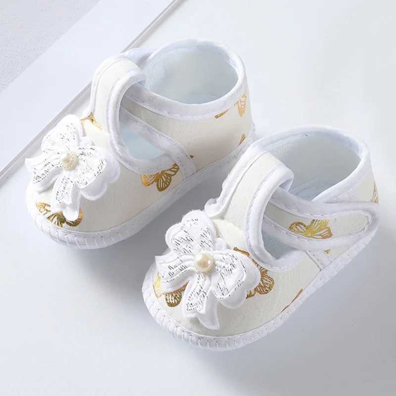Newborn baby girl pearl flower shoes toddler girl boots baby bow knot baby crib shoes soft sole party walker first walker M240827