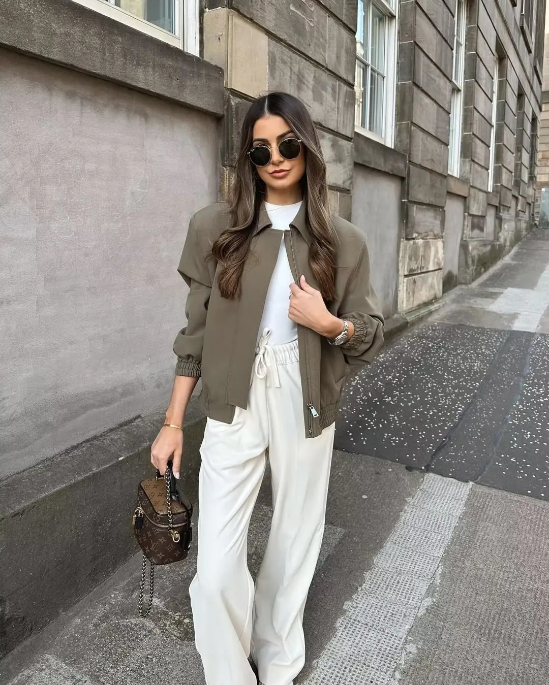 Y2K TRAF Fashion Spring Bomber Jacket Womens Casual Rotating Collar Long Sleeve 240826