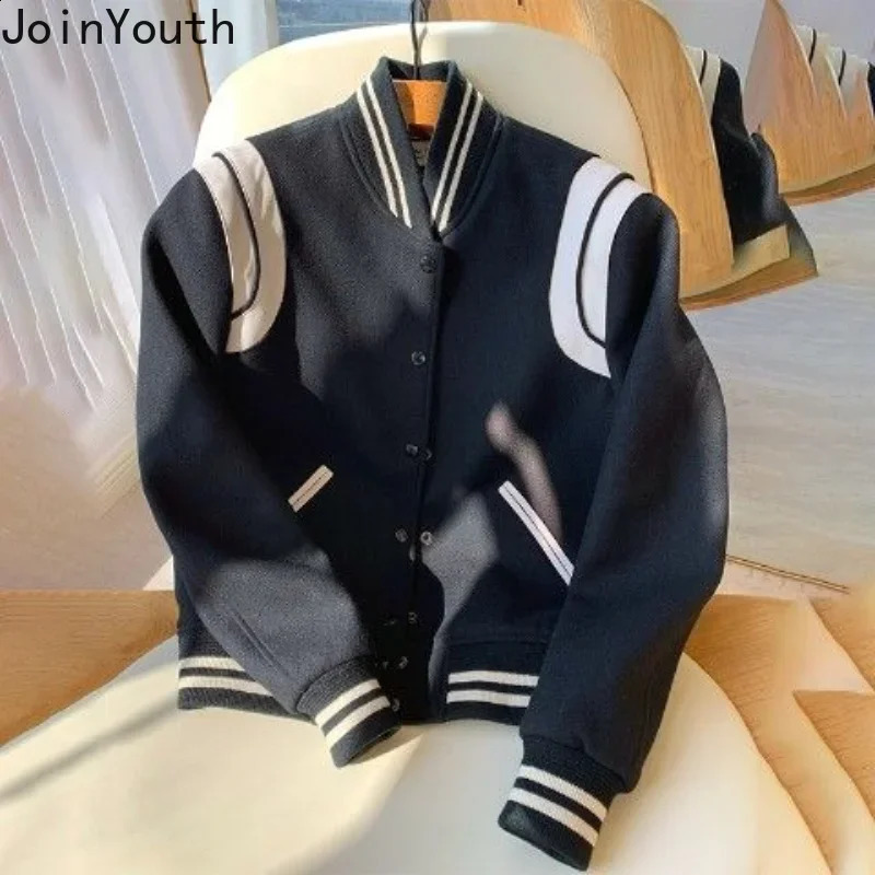 Womens Clothing Fashion Jackets Woman Thicked Casual Red Baseball Uniform Ropa Mujer Loose Korean Oversized Coat Y2k Tops 240827