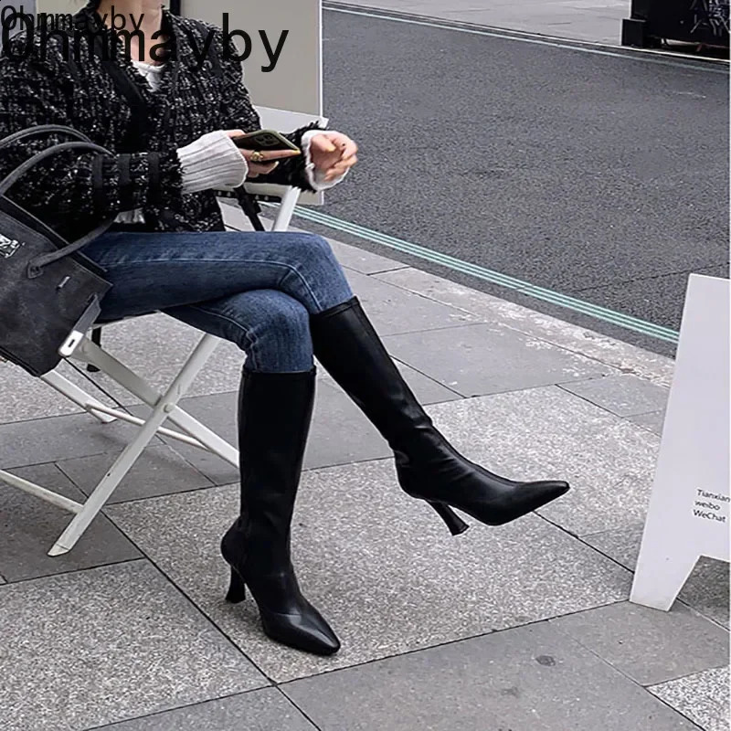 Winter womens long boots fashion thin high heels high knee boots womens black brown sexy womens knight boat botas de mujer 240827