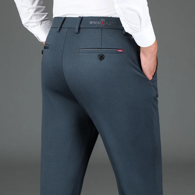Japanese High Quality Men's Business Dress Pants - Stretch Straight Fit Office Trousers, Formal & Casual