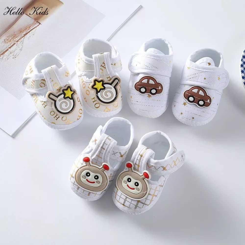 Cotton baby shoes with cartoon patterns for girls and boys first time walkers flat bottomed soft soled walking sandals 0-12 months old M240827