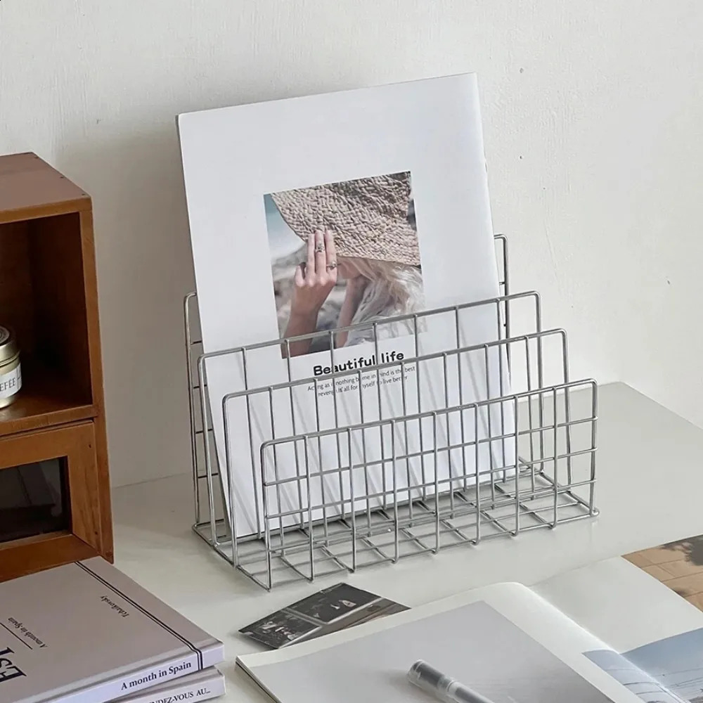 Ins Minimalist Iron Desktop Storage Rack Organizer Table Metal Organizing Rack Bookshelf Desk Multi-functional Storage Rack 240826