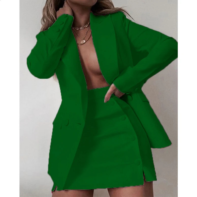 Women 2 Piece Set Fashion Streetwear Long Sleeve Blazer Jacket Sets Coat Shorts Slim Suit Elegant Office Lady Sets 240826