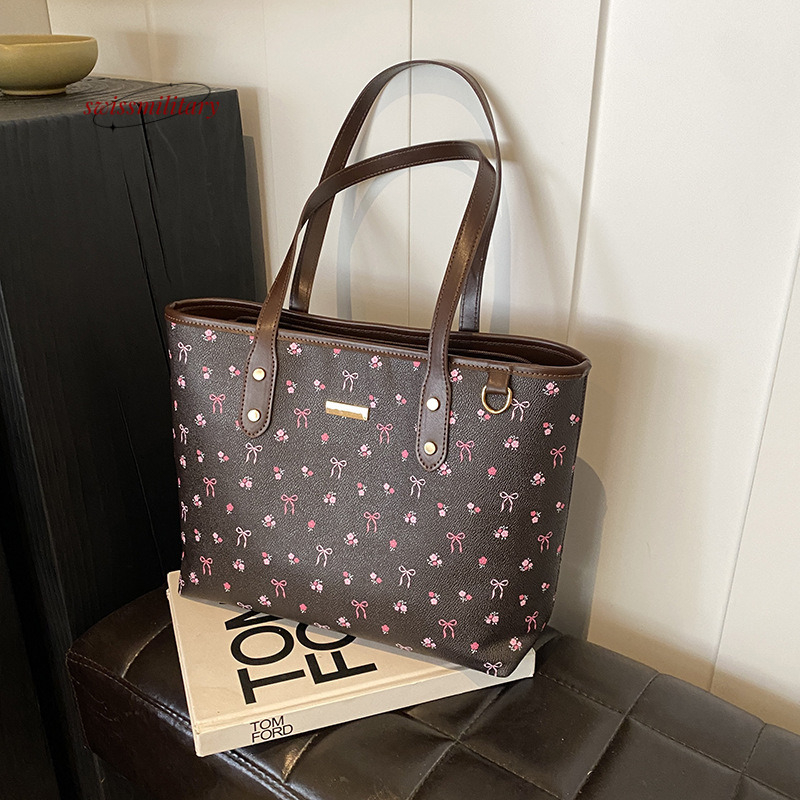 Swissmilitary 2024 Spring New Large Capacity Daily Commuting Handbag Fashion Versatile Shoulder Fragmented Flower Print Tote Bag #33