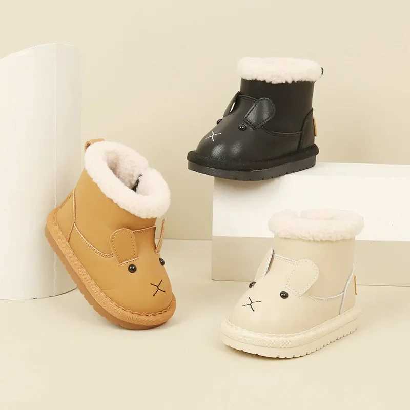 Plush Short Boots Cartoon Edition Walking Shoes Baby Warm Snow Boots Autumn and Winter Boys Cotton Shoes M240827