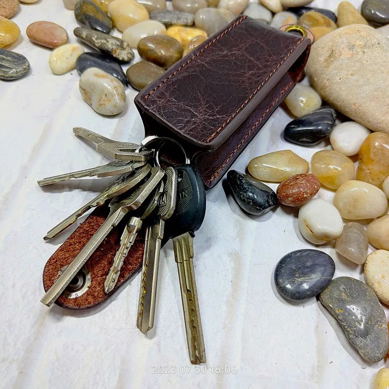 Blongk Large Capacity Home Key Bag Geniune Leather Car Box Drawer Organizer Wallet Pocket Men and Women BC 240827