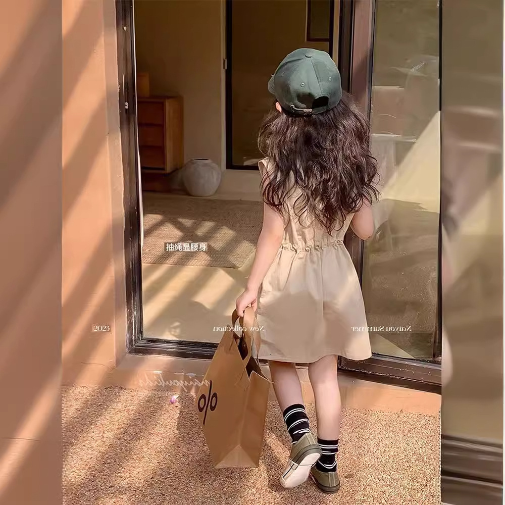 Girls' summer new Korean version fashionable sleeveless workwear dress vest skirt for children F27-08.27